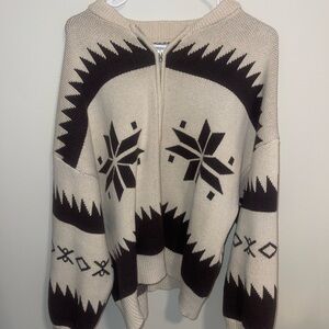 Cream and brown zip up